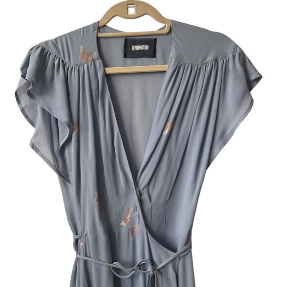 Reformation Sandra Kuren Crane Butterfly Print Maxi Dress Size S - Picture 4 of 16